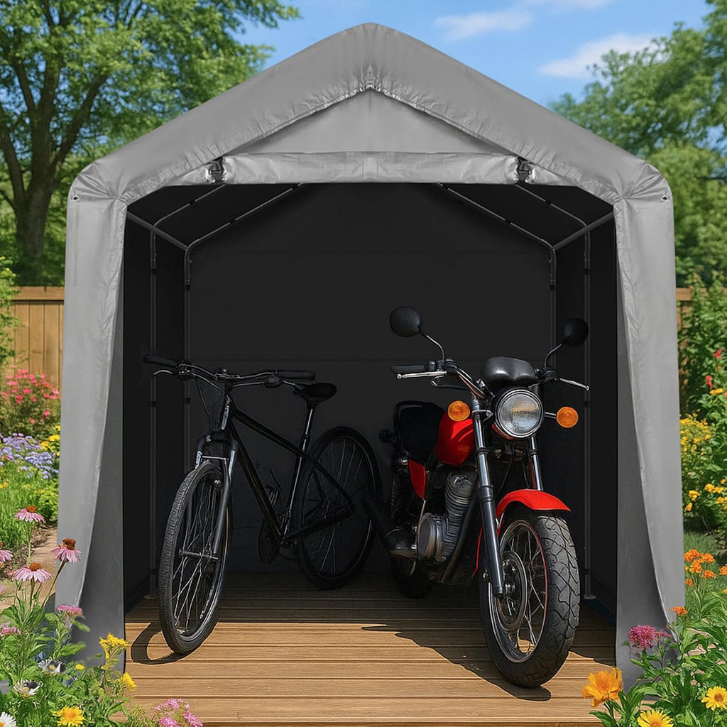 8ft x 8ft storage shed tent, galvanized steel, package contents