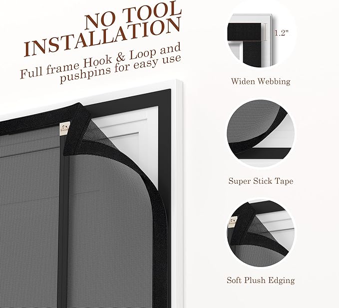 Yotache Reversible Left Right Side Opening Magnetic Screen Door Fits Door Size
