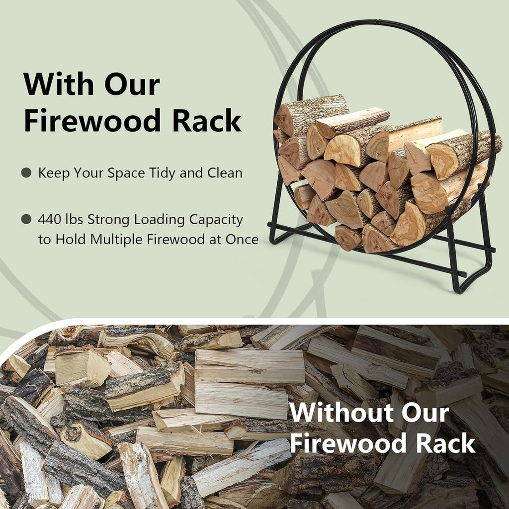 happygrill firewood rack, 41 inch outdoor firewood log showing dimensions