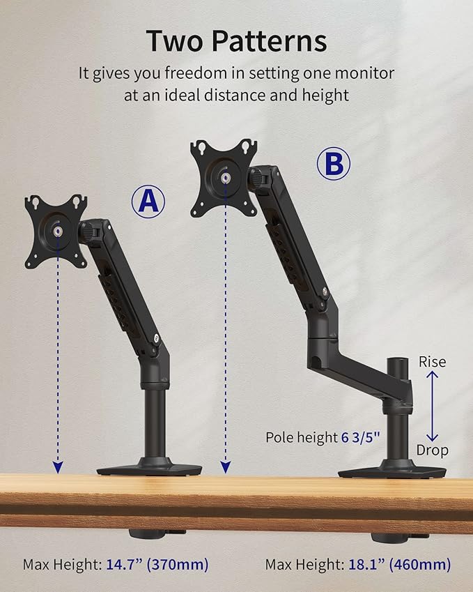 Ergounion Single Monitor Arm Desk Mount, Holds Screens up to 40 Inches and 25