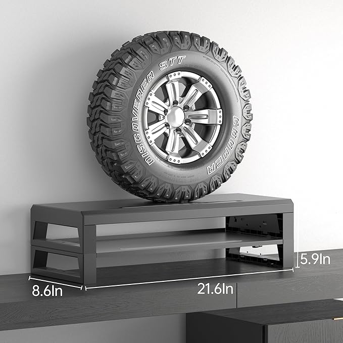 GECKOSTROLL 2-Tier Metal Computer Monitor Stand & Laptop Desk Shelf, 21.6 Inches