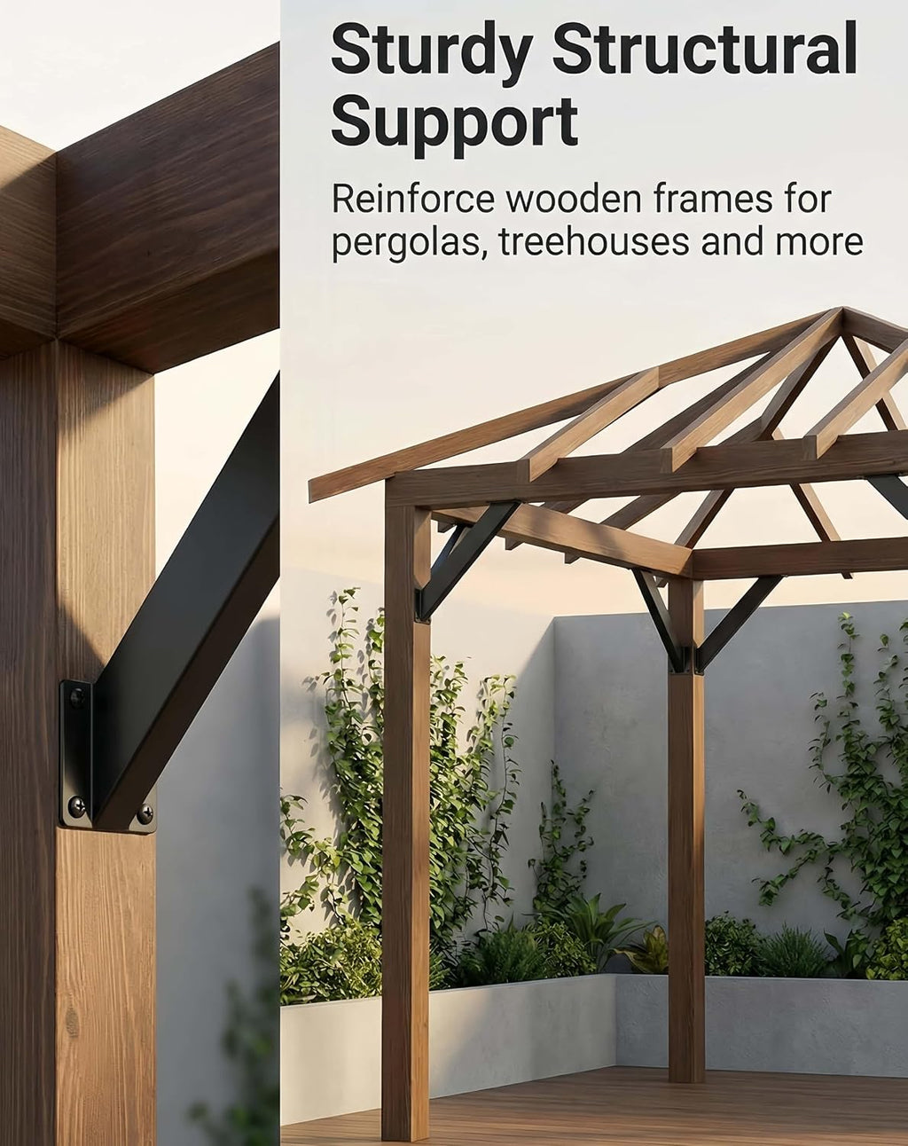 Heavy Duty Pergola Brackets Kit-8PC 45° Angle Support Brackets