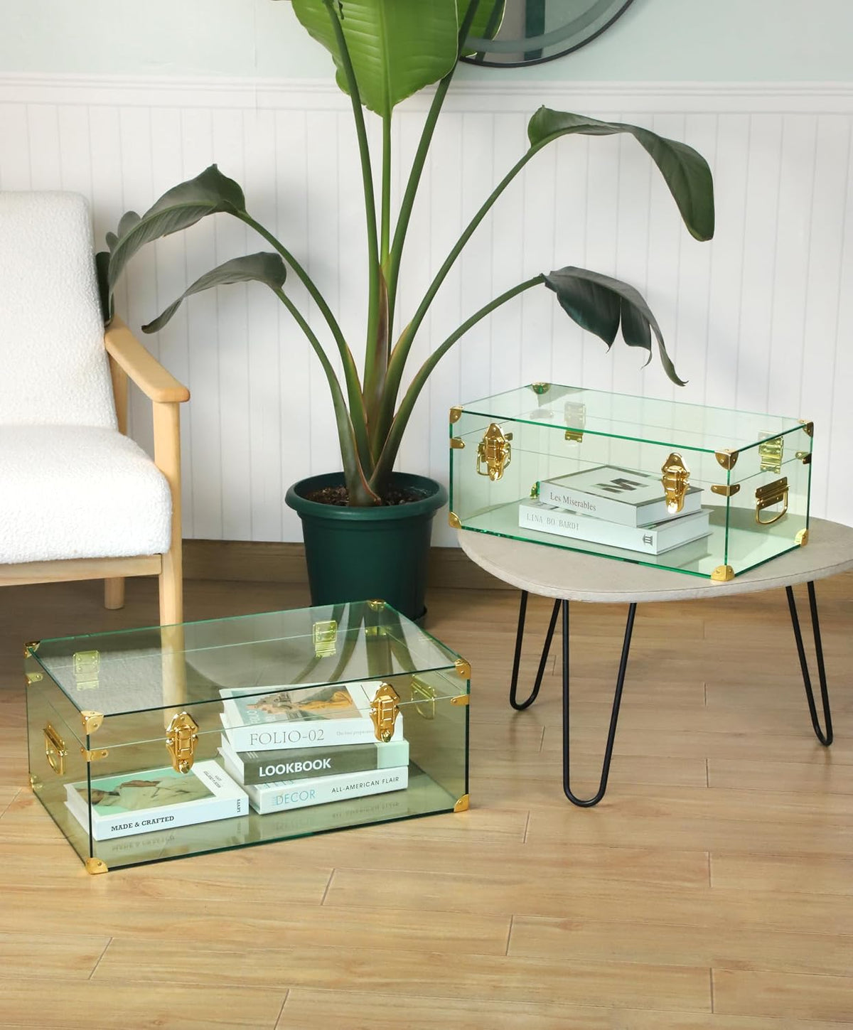 vixdonos acrylic storage chest decorative trunk set of, side view