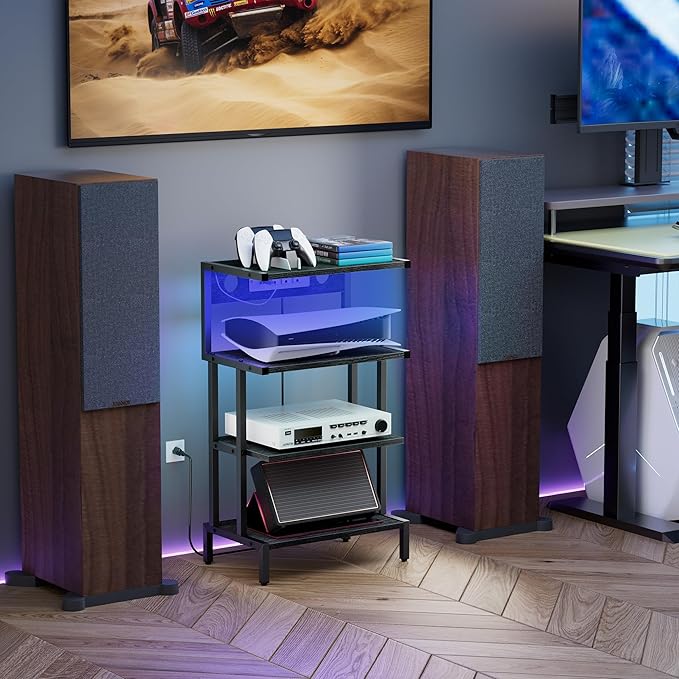 Aquzee Game Console Shelf, 4-Tier Video Gaming Consoles Stand