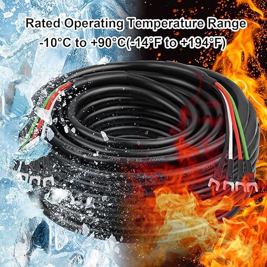 MOOKEERF 14/4 AWG Mini-Split Cable - 50FT 14 AWG 4 Conductor Control Cable 300V