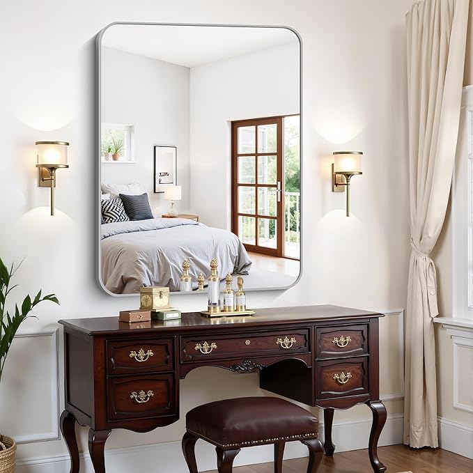 FORBATH 36x48 Inch Silver Bathroom Mirror