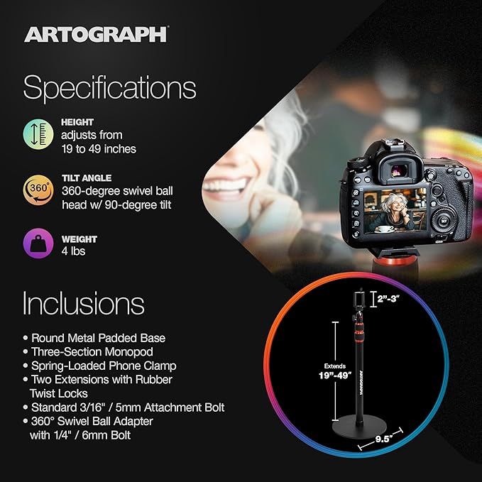 Artograph Height Adjustable Projector Stand, Art Monopod