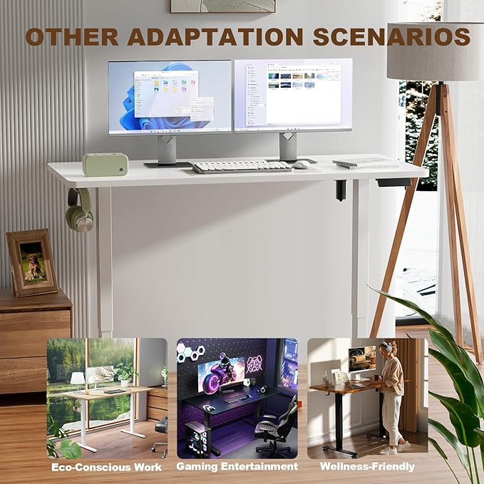Veken 55 Inch Large Electric Standing Desk, Sit to Stand Up, Heights Adjustable