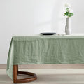 EVERLY 100% Pure Linen Rectangle Tablecloths 60x108Inches for Dining,Buffet Parties,Picnic,Events,Weddings and Restaurants,Decorative Halloween,Thanksgiving Machine Washable Tablecloths-SaGa Green