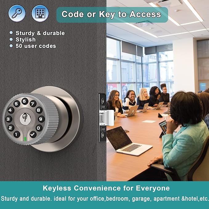 BOTHSTAR Keypad Door Knob with Key, Keyless Entry Door Lock, Code Locks Door