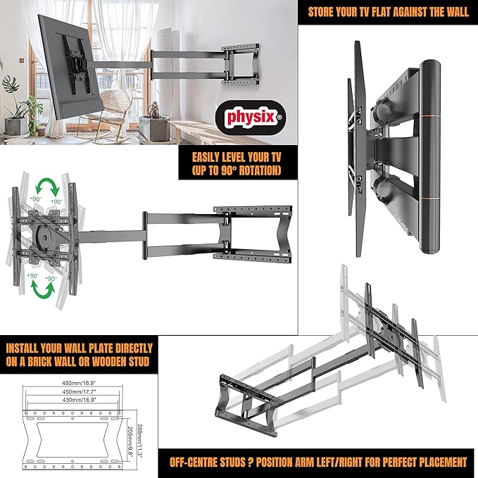 Physix 2120 Long arm TV Wall Mount