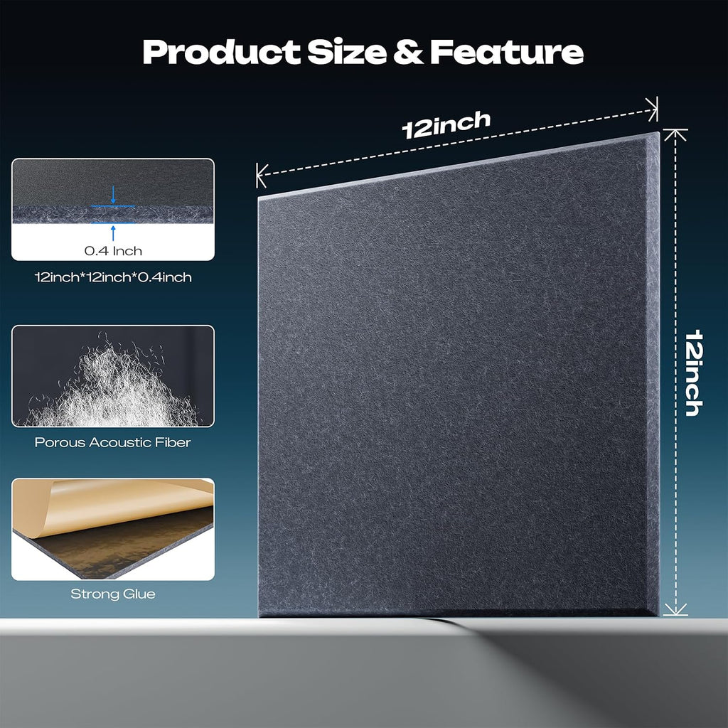 sonicism 12 pack acoustic wall panels, side view
