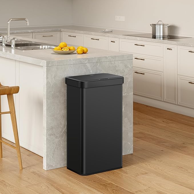 EKO Nova Sensor Trash Can, 21 Gallon/80 Liter Stainless Steel Rectangular