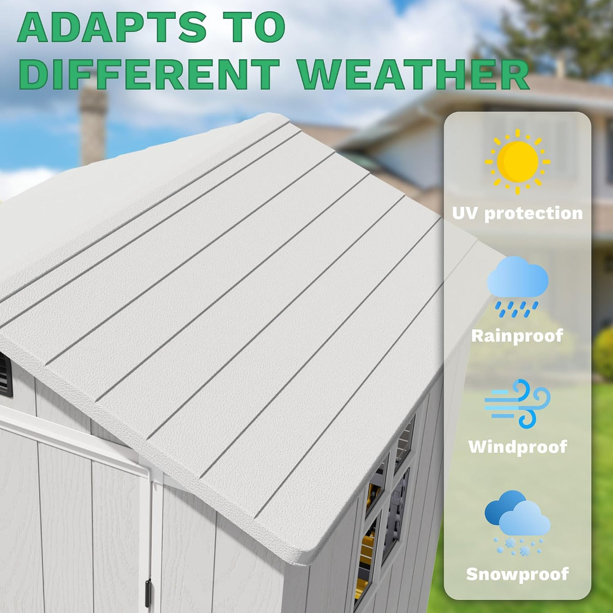 Greesum 4x4FT Plastic Outdoor Storage Shed with Floor, Light Gray