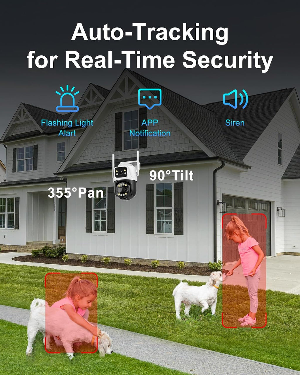 6mp dual lens 2.4ghz wifi security camera outdoor, close-up detail