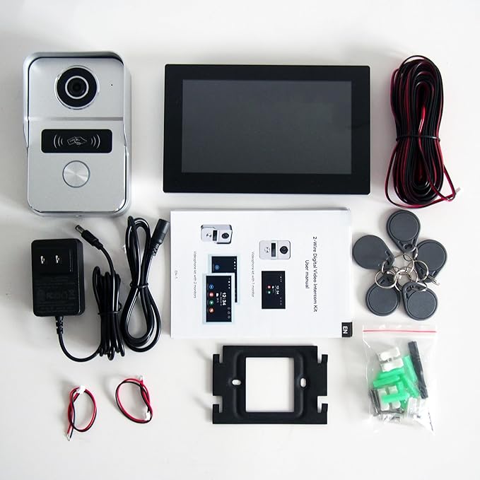 KeonBell 2 Wired Video Intercom System, 7 Inches Video Doorbell Camera