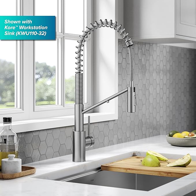 KRAUS Oletto 2-in-1 Commercial Style Pull-Down Single Handle Water Filter