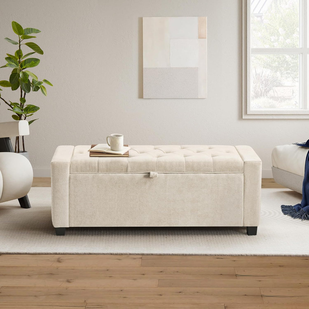 GRAINELL 42.13” Storage Ottoman Bench, Upholstered Tufted Bedroom Bench