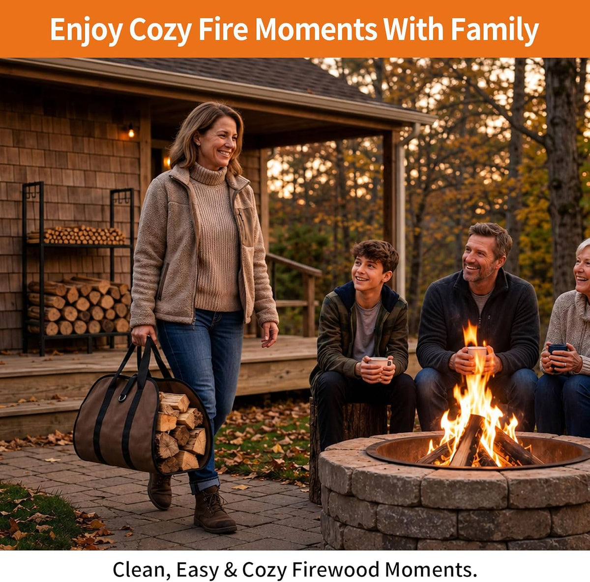 Firewood Rack Indoor Outdoor with Log Carrier, 2-Tier Heavy Duty Firewood Log Rack Holder with 4 PCS Fireplace Tools Hooks, Stable Log Holder Rustproof Metal Wood Rack for Fireplace Patio Deck