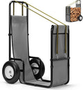 VIVOHOME Firewood Log Cart Carrier with Rubber Wheels XLarge Without Cover