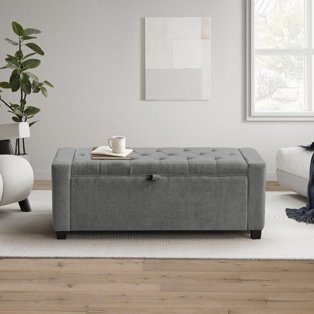 GRAINELL 42.13” Storage Ottoman Bench, Upholstered Tufted Bedroom Bench