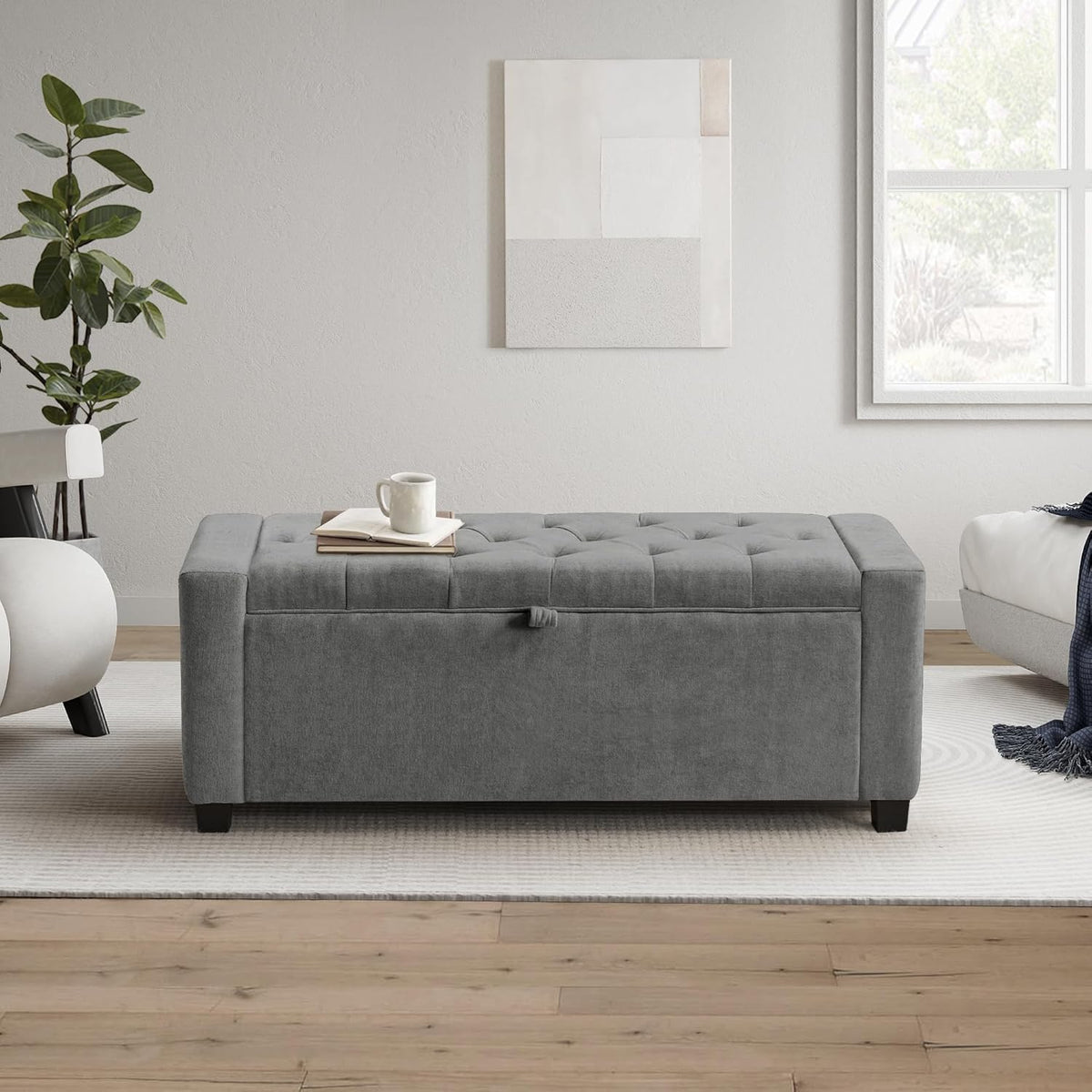 GRAINELL 42.13” Storage Ottoman Bench, Upholstered Tufted Bedroom Bench