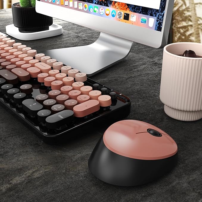 Nowlike Wireless Keyboard and Mouse Combo, Retro Typewriter Keyboard