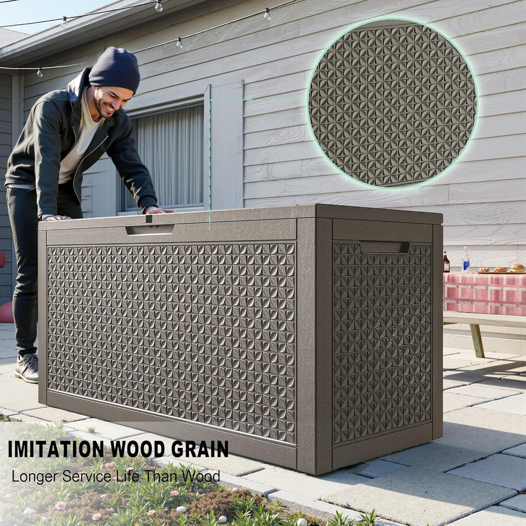 rojik outdoor storage housing deck box - waterproof showing dimensions