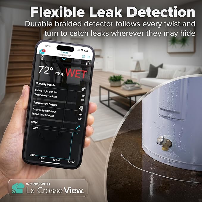 Leak Geek Pro Wi-Fi Alert System: Bridge Gateway, 3 Water Spot Detection Sensors