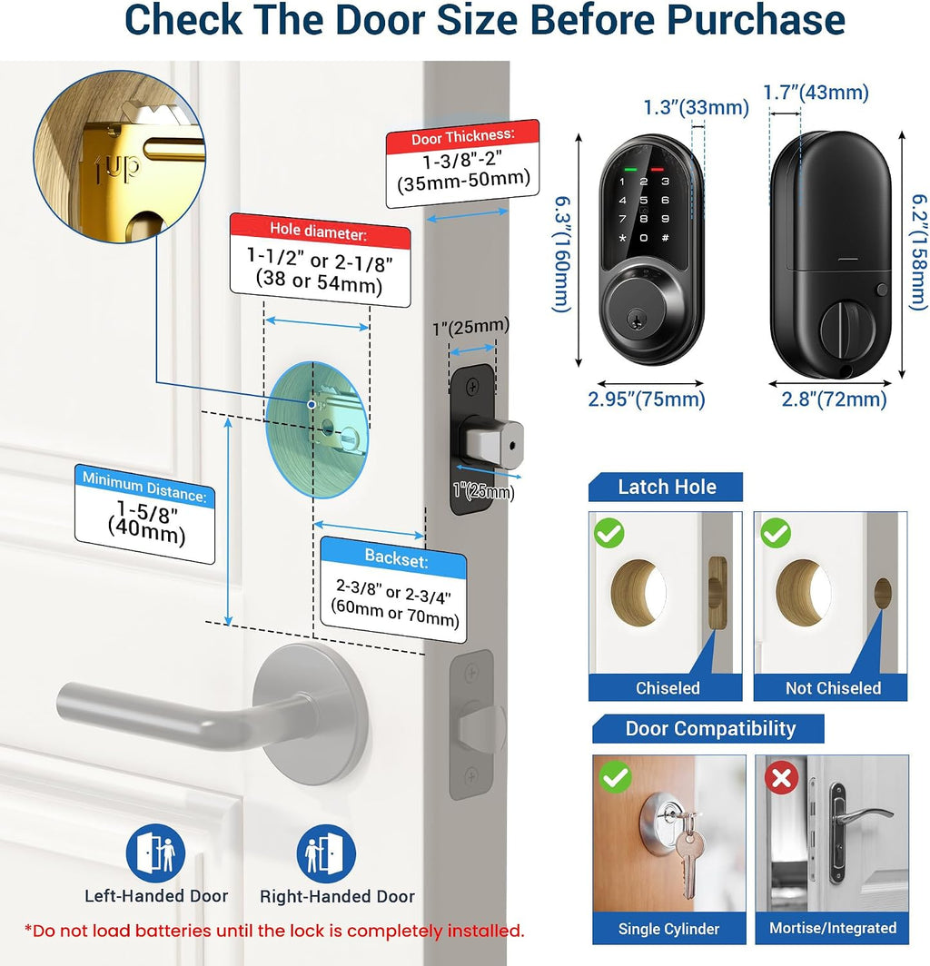veise rz06 smart lock for front door with, package contents