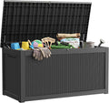 350 Gallon Outdoor Storage Box, Extra Large Waterproof Resin Deck Box with Lockable Lid Storage Bin for Patio Furniture Cushion, Garden Tools, Pool Accessories, UV-Resistant Outside, Black