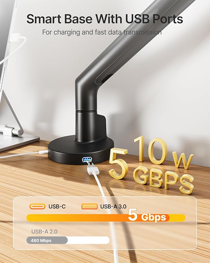 monTEK Single Monitor Arm with USB