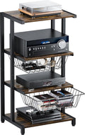 Ardier Media Stand with Two Detachable Baskets, 4-Tier AV Media Stand Corner