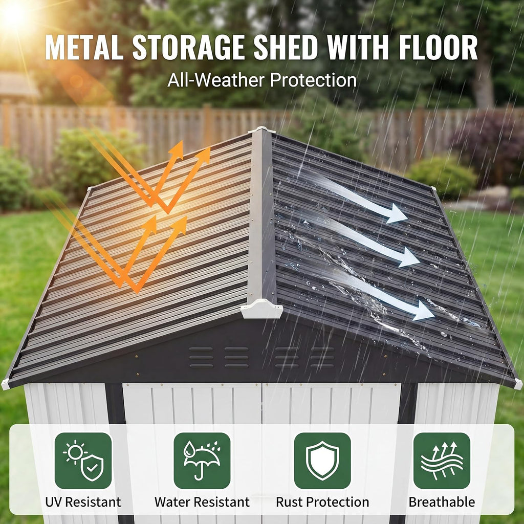 patiowell 6x4 ft outdoor storage shed with floor, side view