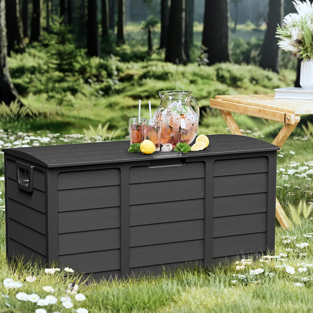 75 gallon outdoor deck box - durable resin on a desk or shelf