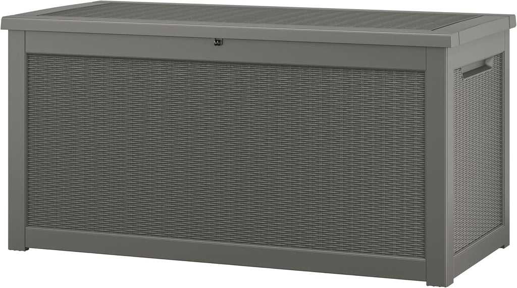 NUNU LAB 300 Gallon Outdoor Storage Box, Resin Large Sturdy Deck Box, Backyard