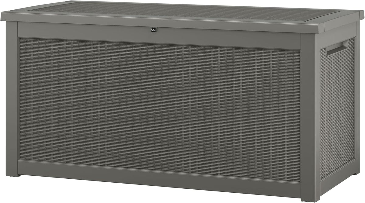 NUNU LAB 300 Gallon Outdoor Storage Box, Resin Large Sturdy Deck Box, Backyard