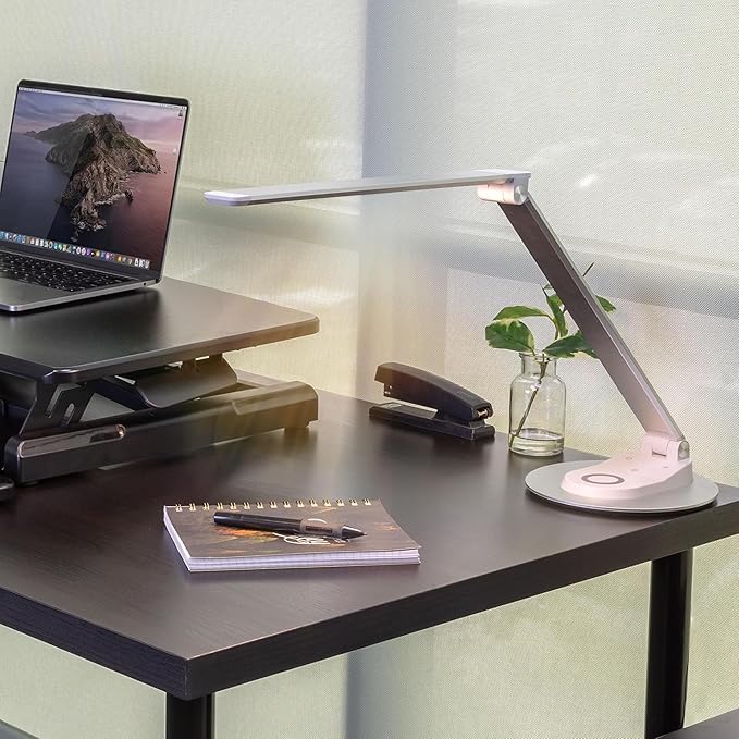 Mount-It! LED Desk Lamp with Wireless Charger and USB-C Charging Port, Dimmable