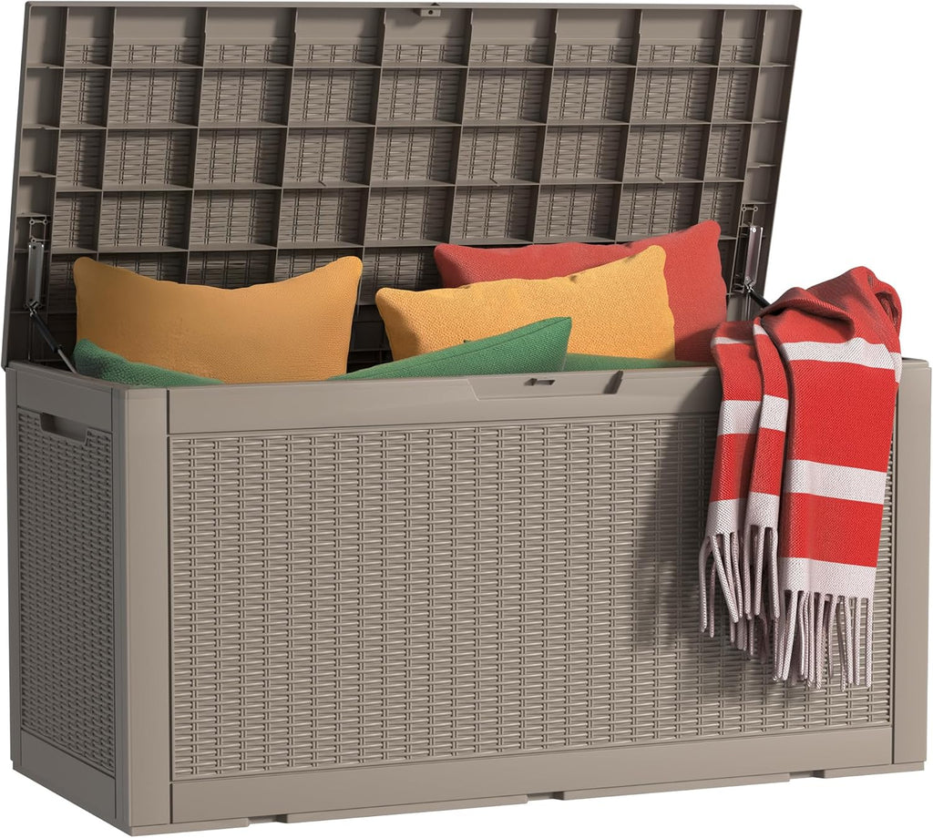 120Gal Outdoor Storage Box Waterproof Lockable Deck Box