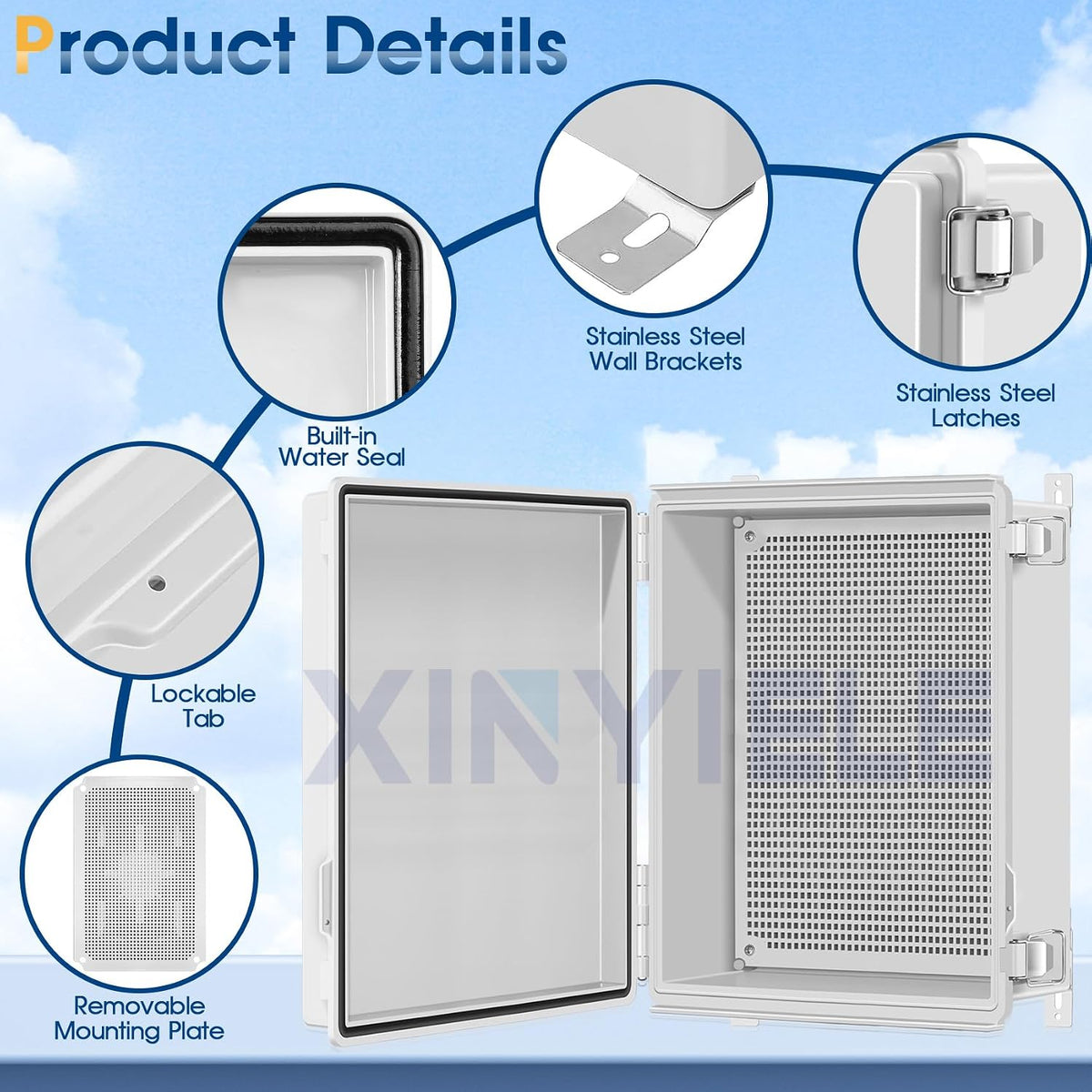 waterproof outdoor project abs plastic junction box ip67, close-up detail