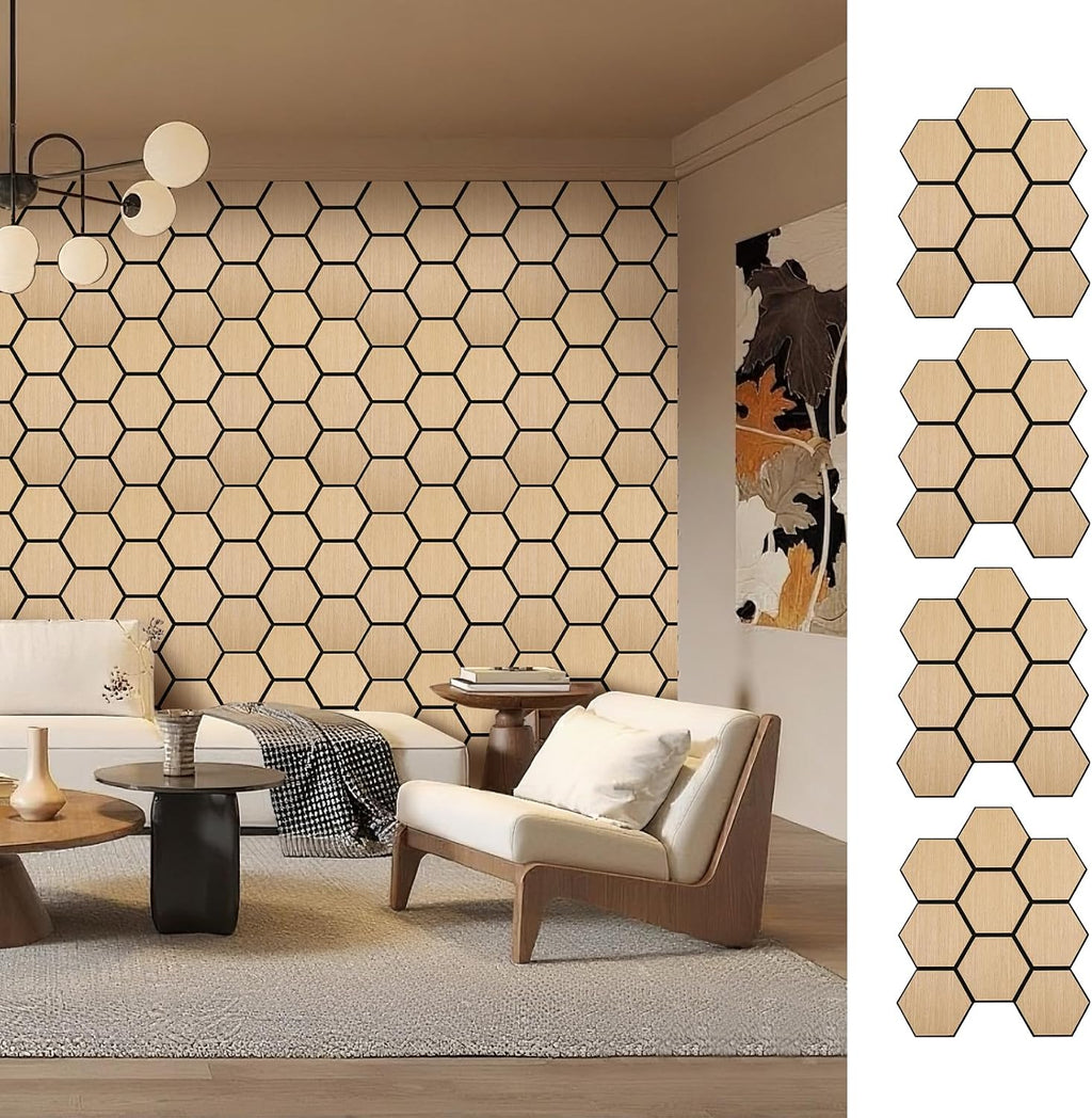 Hexagon Acoustic Wall Panels, Self-Adhesive Sound Absorbing Wall Panel by ARMURO (4 Pack)