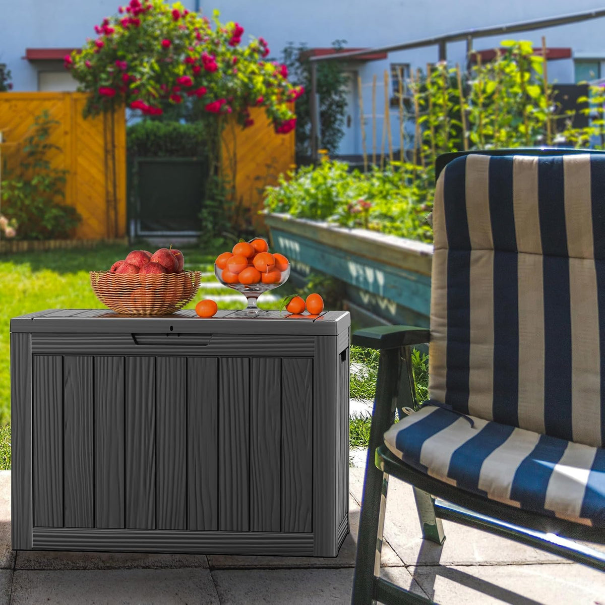 60 gallon outdoor storage box,waterproof uv resistant deck, package contents