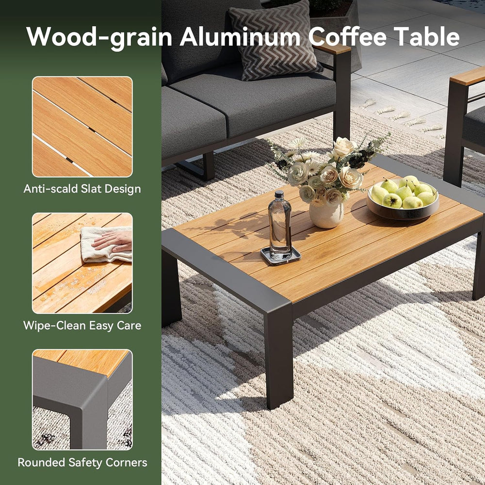 Aoxun Patio Furniture Set, Aluminum Outdoor Furniture with Oversized Seats
