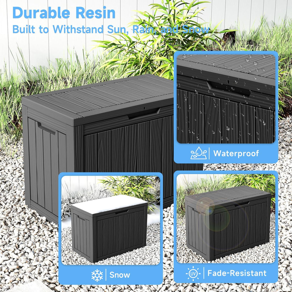 55 gallon outdoor storage box waterproof, uv resistant showing dimensions
