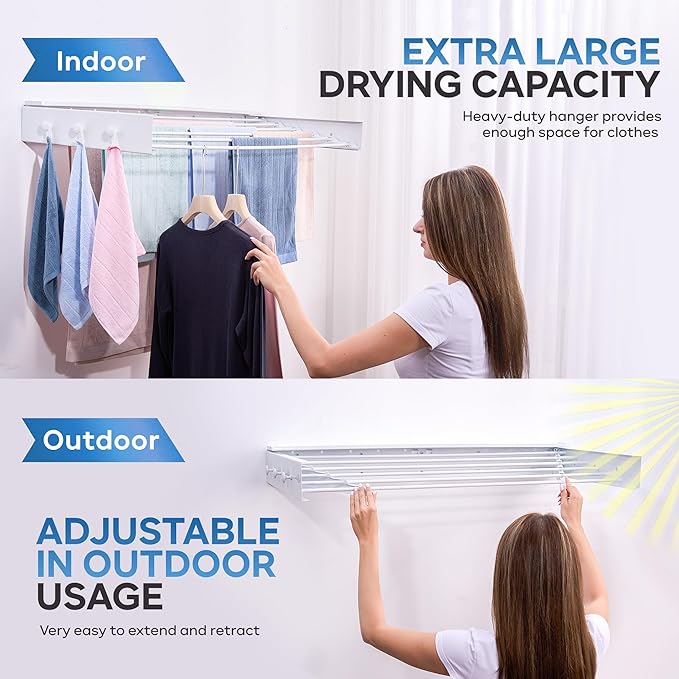 40" Premium Aluminium Foldable Clothes Drying Rack Included Shelf