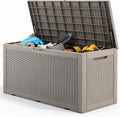 130 Gallon Deck Box,Lockable Outdoor Storage Box Gas Lift,Waterproof,Grey