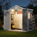 Aoxun 6x4 FT Outdoor Storage Shed, Resin Shed with Suction Light, Gray