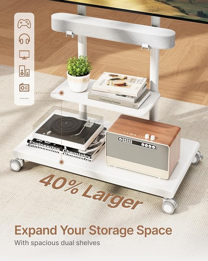 ECOTINY Steel Base Rolling TV Stand