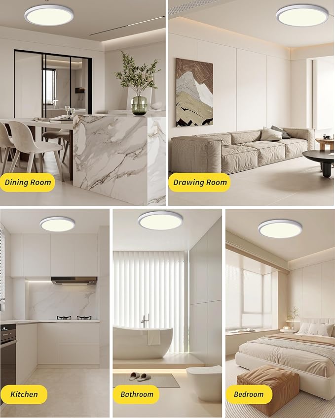 4Pack 12 Inch Remote Control Dimmable LED Flush Mount Ceiling Light Panel