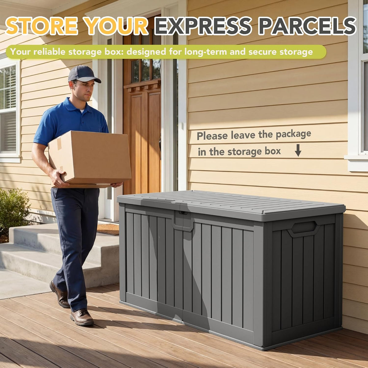 240 gallon hdpe deck box outdoor indoor waterproof, side view